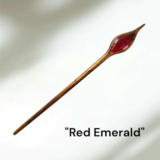 RED EMERALD Wooden Hair Stick